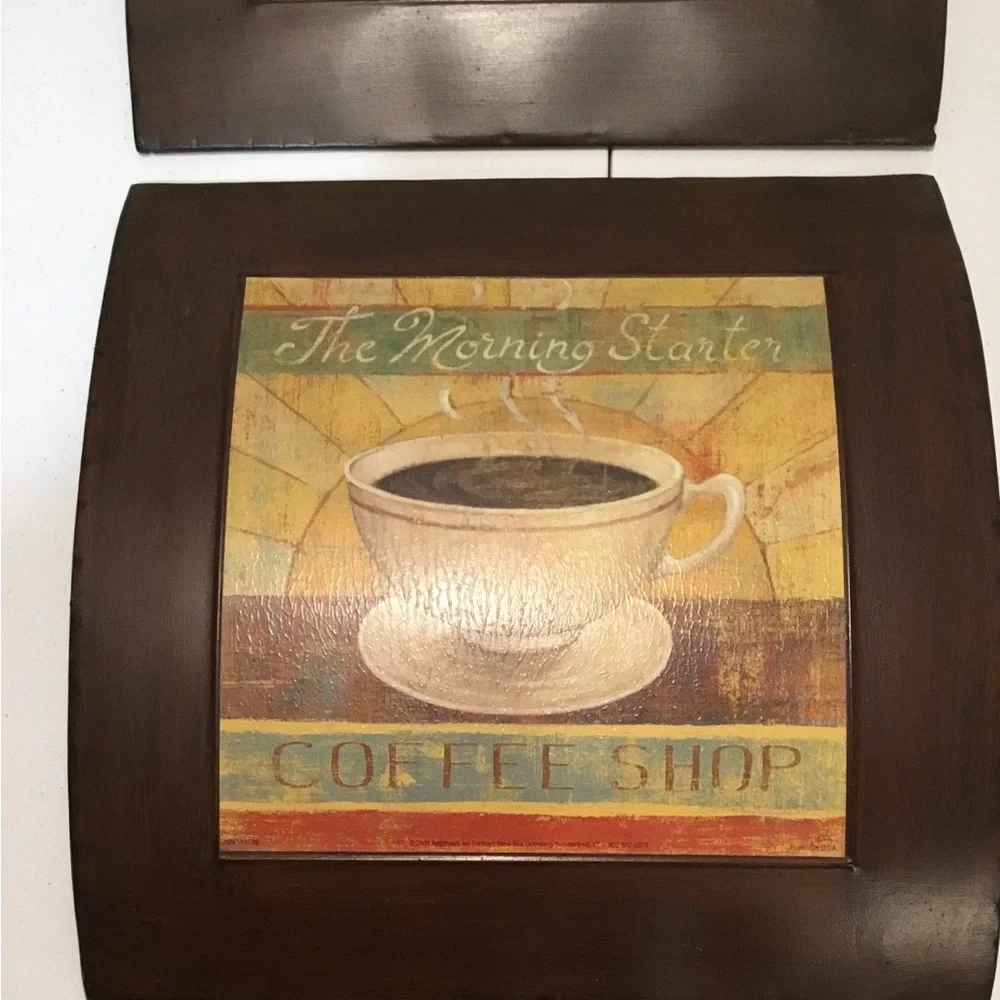 Retro Coffee Theme Metal Art Wall Decor Quality Prints Set Of Two 12